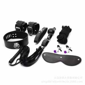Adult sex toy 7-piece <b>set</b>, 5-meter cotton rope, women's SM erotic leather 7-piece sex toy manufacturer supply. - Product Image 1