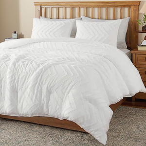 Trắng giường 3pcs <span class=keywords><strong>Comforter</strong></span> bộ đồ giường Trắng Boho chần mềm mịn nhẹ sợi nhỏ thoải mái bộ đồ giường - Product Image 1