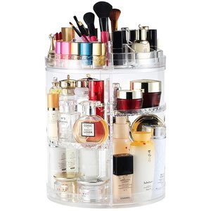 Rotating Makeup Organizer 360 Degree Crystal Adjustable Jewelry Cosmetic Perfumes Display Stand Box Rotation Makeup Organizer