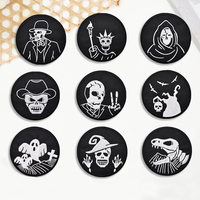 Patchs thermocollants ronds vintage punk squelette, broderies fantôme et Dernier Jour pour Halloween, appliques pour streetwear et décoration d'uniformes