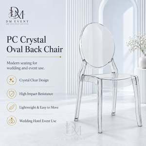 เก้าอี้พลาสติกใสทรงรี รุ่น DM EVENT PC Crystal Oval Back Chair โพลีคาร์บอเนตใส สำหรับงานโรงแรม งานแต่งงาน เฟอร์นิเจอร์สำหรับงานอีเว้นท์ ขาเรียว ดีไซน์ร่วมสมัย - Product Image 1