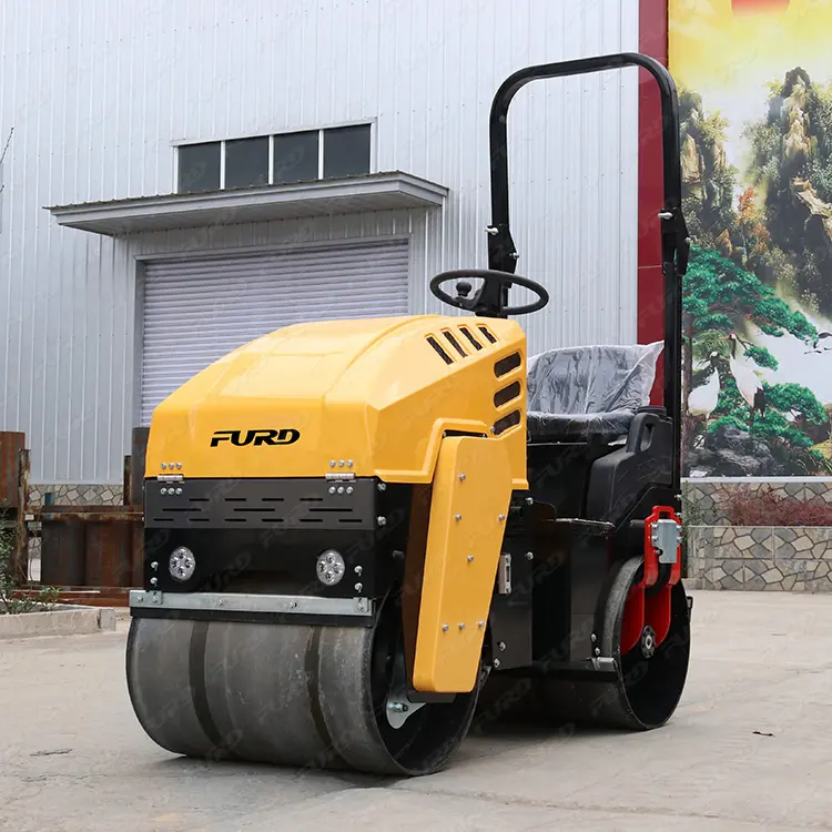 FURD FYL-880 1 ton roller compactor double drum vibratory ride on road roller with diesel or petrol engine for sale