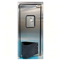 Porte battante simple en acier inoxydable de 0,8 mm, sur mesure, pour entrepôt et restaurant modernes