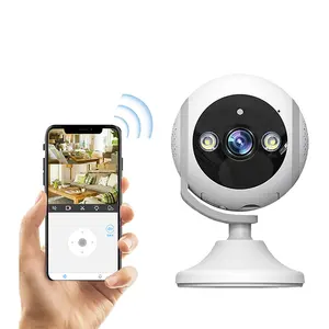 Kamera CCTV layar ganda 3MP, kamera keamanan AI IR pintar dengan tampilan panorama layar ganda 3MP, kamera WiFi cerdas, monitor keselamatan bayi