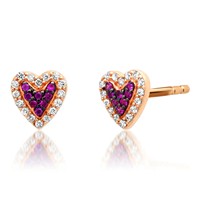 Milskye bijoux de mode de style propre pour les femmes 2024 14K or 925 argent méchant petit coeur rubis diamant boucles d'oreilles