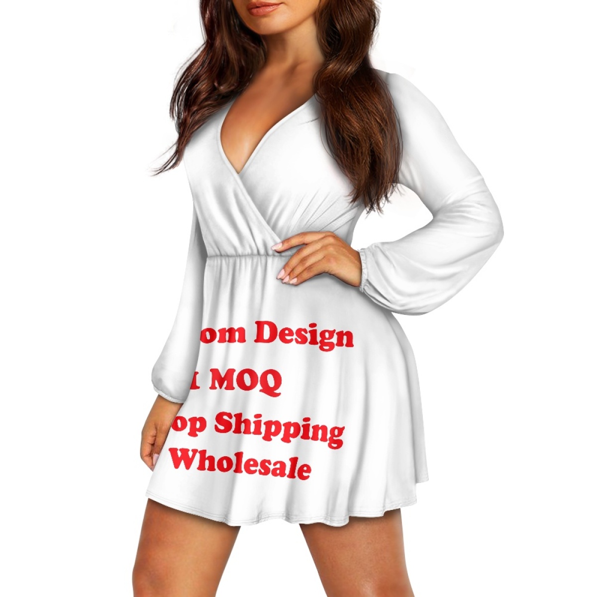 Custom Clothing Manufacturers Womens Clothing Fashionable and Versatile Sexy  Loose Women's V-Neck Dress Print on Demand| Alibaba.com