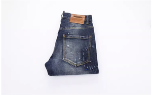 <span class=keywords><strong>Jeans</strong></span> da <span class=keywords><strong>Uomo</strong></span> Slim Fit in Denim Elasticizzato con Effetto Lavato a Pietra, Patchwork Graffiti e Schizzi di Vernice Stile Y2K - Collezione Primavera High Street - Product Image 5