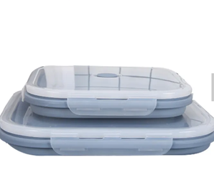 2024 BPA-free ráp Silicone Hộp Ăn Trưa có thể gập lại thiết kế với Leak-proof nắp chịu nhiệt thực phẩm lưu trữ container - Product Image 1