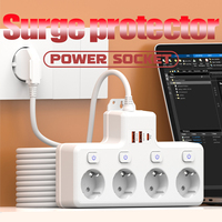 Multiprise EU 4 prises avec station de charge USB 20W PD, 1 USB-A, 1 USB-C, prise flexible pivotante à 180°, IP22, 10A