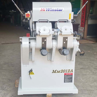 Machine à poncer et à polir à double bande pour le bois, pour le débavurage et le ponçage de bâtons, tiges et barres rondes en bois