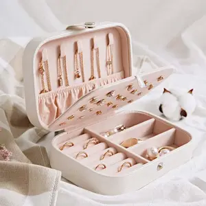 Wholesale Luxury Pu Travel Jewelry Organizer Case Leather Mini Travel Jewelry Boxes