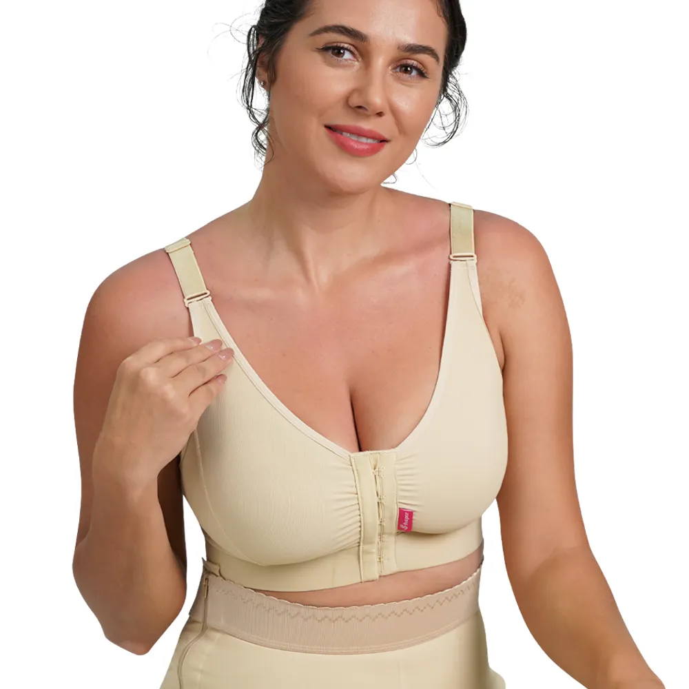 S-SHAPER Front Closure Hook Post Surgery China Cup Open Full Push Up Shapewear Coverage Top Shaper Bra For Women
