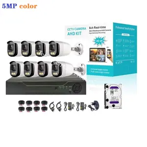 Kamera AHD suara warna 4K 5MP 1TB 8ch cctv XVR dvr Kit 8 kamera sistem televisi sirkuit tertutup