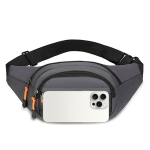 Men's Fanny Pack Waterproof Oxford Cloth Large Capacity Waist Bag For Mobile Phone Leisure Travel Solid Color Gray Black Blue - Product Image 1