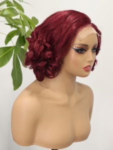 วิกผมบ๊อบสั้นแบบบราซิลเลียนบอดี้เวฟ ผมแท้ 13x4  วิกผมแท้แบบมีเชือกผูกโปร่งใส 4x4  วิกผมแบบปิดหน้าผากพร้อมเชือกผูก 4x4  วิกผมแบบถอนขนด้านหน้าเรียบร้อยแล้ว - Product Image 4