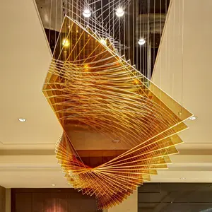 工場大型ホテルロビーペンダント照明プロジェクトデザインモダンガラス高級シャンデリア