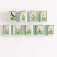 Jeu de Mahjong américain en acrylique vert émeraude, 160 tuiles, thème faune sauvage : Cactus du désert, Serpent à sonnette, Fleurs sauvages