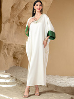 Robes amples géométriques musulmanes pour femmes, manches chauve-souris, col rond, vêtements décontractés, vêtements du Moyen-Orient, Abaya, Caftan
