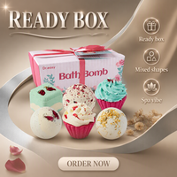 Kotak Hadiah Bom Mandi Alami Buatan Tangan, Aromaterapi Berbusa, Kue Berbentuk Fizz, Vegan, Set Spa Bunga Mawar Kering