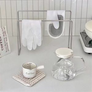 304 Stainless Steel Modern Standing Type Bold Thickened <b>Kitchen</b> & Bathroom Towel Rack Waterproof Double Tier Dish Cloth <b>Storage</b> - Product Image 4
