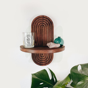 Mini estante de pared moderno de arce de mediados de siglo, estante flotante Boho Art Deco para plantas de tocador, Catchall, 4 opciones de madera - Product Image 1
