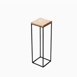 Support de fleurs bas en bois massif et fer forgé, style contemporain, pour salon, table console dorée, idéal pour bonsaï et ornements - Product Image 5