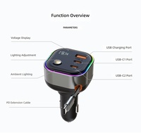 Pengisi Daya Mobil USB Type-C Retractable Grosir, Pengisi Daya Soket Pemantik Rokok, Lampu Indikator Daya LED, Pengisi Daya Kendaraan