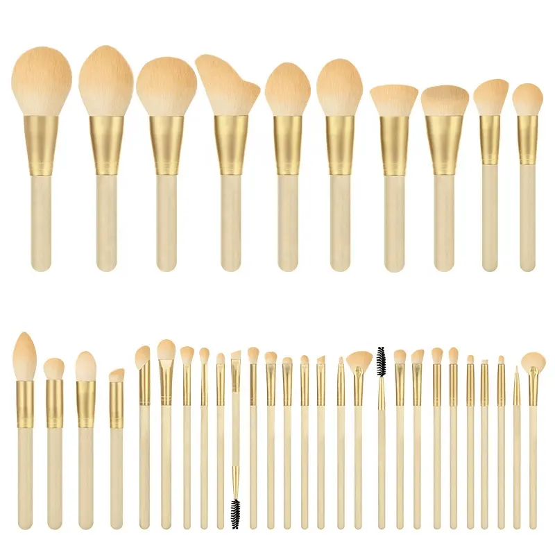 Biodegradable Bamboo Handle Makeup Brush Set Face Brushes Essential Eye Brush Set Cosmetics