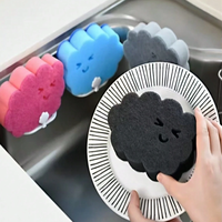 Éponge de nettoyage ménager mignonne avec support, tampon à récurer pour vaisselle, ustensiles de cuisine et évier, éponges de cuisine anti-rayures