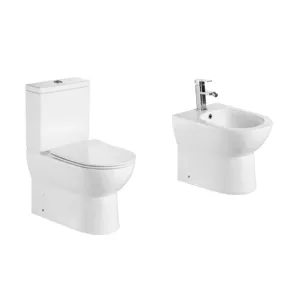 Western Luxury Bathroom Sanitary Ware Back to Wall Toilet Wall Faced Ceramic Close Coupled Two Piece Dual Flush Floor Mounted