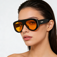 Lunettes de soleil personnalisées avec logo, marque de luxe, étiquette privée, monture plate, vente en gros, monture PC, lunettes de mode, verres jaunes