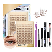 Kit de Cils en Grappes Personnalisable avec Logo DIY, Sans Colle, 8-18mm, Cils Auto-Adhésifs en Grappes 12mm 20mm pour Extensions de Cils