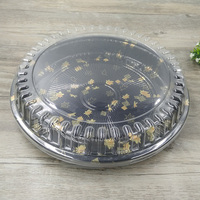 Plateau à sushi rond jetable en plastique PS de 28 cm, personnalisé, japonais, recyclable, alimentaire, avec couvercle