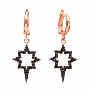 Noir CZ Pierre Boussole Dangle Conception Boucle D'oreille Turc En Gros Fabriqué À La Main 925 Bijoux En Argent Sterling Géométrique Fine Bijoux - Product Image 2