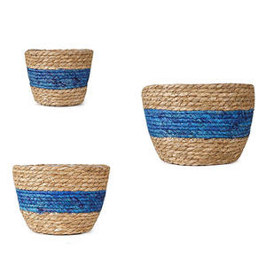 Natural Straw Plant Handmade Woven Eco-Friendly Round <b>Storage</b> <b>Basket</b> with Plastic Liner <b>for</b> Outdoor Garden Flower Use - Product Image 5