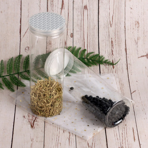 Grain Airtight Jars 85x250mm Transparent Pet Plastic Cylinder With Plastic Lid For Food Storage 1400ml Capacity - Product Image 2
