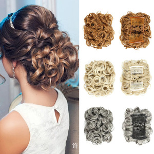 Perruques bouclées effet désordonné, nouveau <span class=keywords><strong>design</strong></span>, aspect naturel, extensions de cheveux à clipser, chignon synthétique, queue de cheval pour femmes, vente en gros - Product Image 2