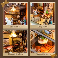 Kit de décoration miniature Hamaileon Vintage Coffee House Book Nook avec lumière chaude, maison de poupée DIY pour adultes, insert pour étagère