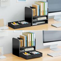 Organisateur de documents de bureau en bois noir moderne de luxe, design flexible à quatre niveaux, finition brillante, pour le rangement des dossiers