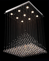 Lustre moderne de luxe en cristal transparent avec chaîne de pluie LED sans fil