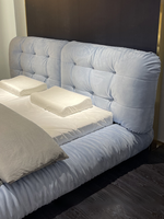 Lit design personnalisé en usine tête de lit italienne nuage douce grande tête de lit cadre de lit en cuir nubuck ensemble de lit King Size mobilier de chambre à coucher