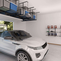 Support de palettes réglable en acier laminé à froid de calibre lourd, noir, anti-rouille, avec grille métallique intégrée pour rangement au plafond