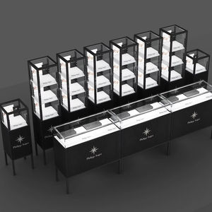 <span class=keywords><strong>Comptoir</strong></span> de vente au détail moderne Funroad en bois de qualité supérieure, vitrine en verre haut de gamme, présentoir à bijoux en métal pour bijouterie - Product Image 1