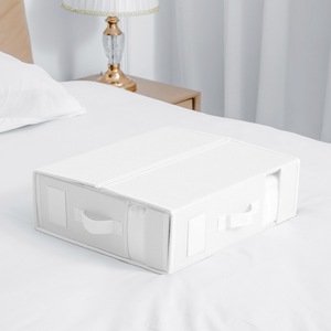 Clothing Organizer Storage Box Rectangle Foldable Stackable <b>White</b> Solid Color Bedroom <b>Wardrobe</b> Organizer - Product Image 1