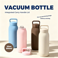 Bouteille isotherme en acier inoxydable avec logo personnalisé, avec couvercle, 590 ml/20 oz, anti-fuite, sans BPA, pour le camping, la randonnée en plein air