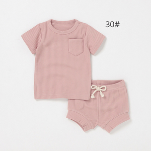 Ensemble de vêtements pour bébé et tout-petit unisexe en coton biologique côtelé, 14 couleurs en stock - Product Image 6