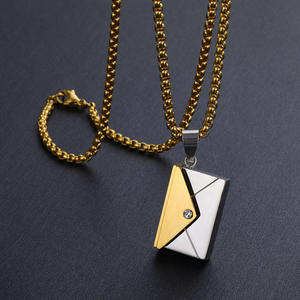 Personalizado DIY Tarjeta de metal sobre collar de acero inoxidable Carta sobre colgante collares para hombres mujeres - Product Image 4