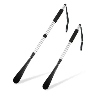 Shoehorn sapato de metal com cabo longo, telescópico ajustável de tamanhos 56-85 cm para homens e mulheres e senhoras