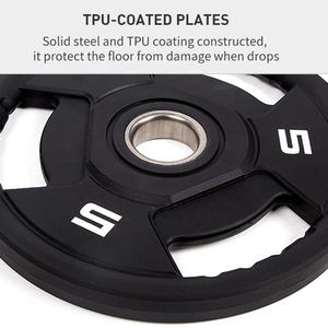 Disques de poids en uréthane personnalisés en gros, logo personnalisé, 51 mm, <span class=keywords><strong>fonte</strong></span>, plaque de poids de <span class=keywords><strong>25</strong></span> <span class=keywords><strong>kg</strong></span>, revêtement en uréthane, plaques de poids à trois poignées - Product Image 5