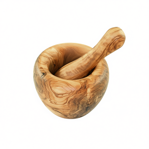 Mortero y pilón de madera de olivo de 12 cm para moler hierbas y especias - Product Image 2